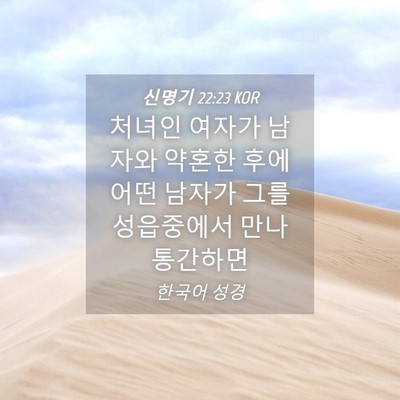 Picture 04 - 신명기 22:23 KOR - 처녀인 여자가 남자와 약혼한 후에 - Bible Verse Picture