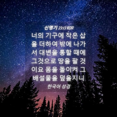 Picture 04 - 신명기 23:13 KOR - 너의 기구에 작은 삽을 더하여 밖에 - Bible Verse Picture
