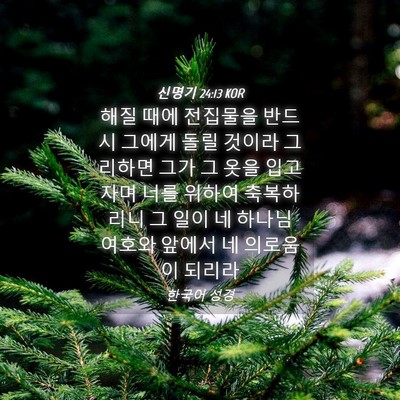 Picture 04 - 신명기 24:13 KOR - 해질 때에 전집물을 반드시 그에게 - Bible Verse Picture