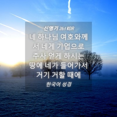 Picture 04 - 신명기 26:1 KOR - 네 하나님 여호와께서 네게 기업으로 - Bible Verse Picture