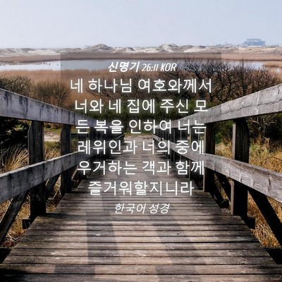 Picture 04 - 신명기 26:11 KOR - 네 하나님 여호와께서 너와 네 집에 - Bible Verse Picture