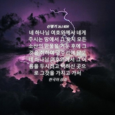 Picture 04 - 신명기 26:2 KOR - 네 하나님 여호와께서 네게 주시는 - Bible Verse Picture