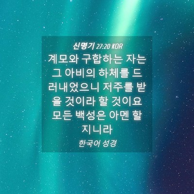 Picture 04 - 신명기 27:20 KOR - 계모와 구합하는 자는 그 아비의 - Bible Verse Picture