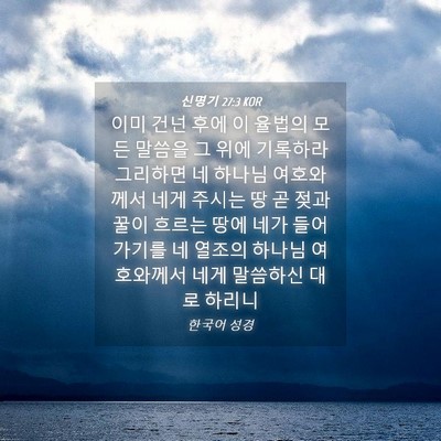 Picture 04 - 신명기 27:3 KOR - 이미 건넌 후에 이 율법의 모든 - Bible Verse Picture