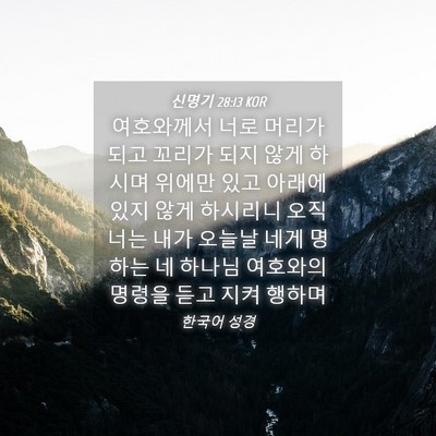 Picture 04 - 신명기 28:13 KOR - 여호와께서 너로 머리가 되고 꼬리가 - Bible Verse Picture