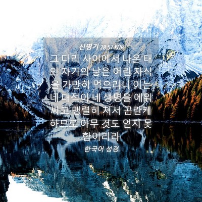 Picture 04 - 신명기 28:57 KOR - 그 다리 사이에서 나온 태와 자기의 - Bible Verse Picture