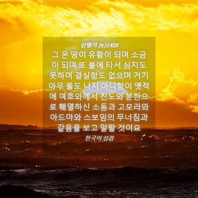 Picture 04 - 신명기 29:23 KOR - 그 온 땅이 유황이 되며 소금이 되며 - Bible Verse Picture