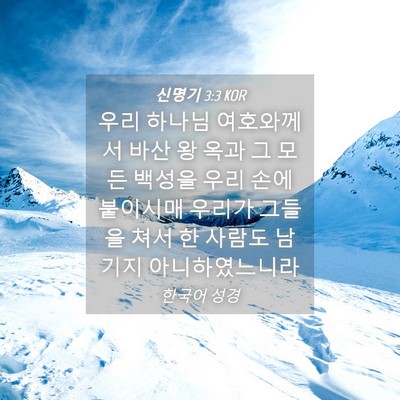 Picture 04 - 신명기 3:3 KOR - 우리 하나님 여호와께서 바산 왕 - Bible Verse Picture