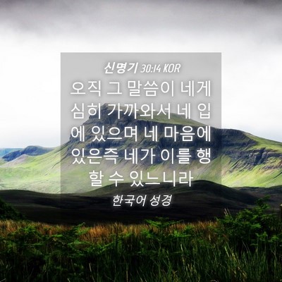 Picture 04 - 신명기 30:14 KOR - 오직 그 말씀이 네게 심히 가까와서 - Bible Verse Picture