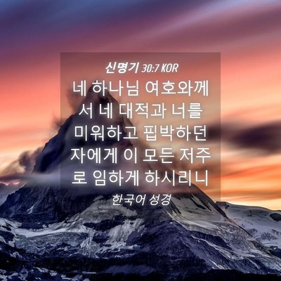 Picture 04 - 신명기 30:7 KOR - 네 하나님 여호와께서 네 대적과 - Bible Verse Picture