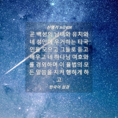 Picture 04 - 신명기 31:12 KOR - 곧 백성의 남녀와 유치와 네 성안에 - Bible Verse Picture