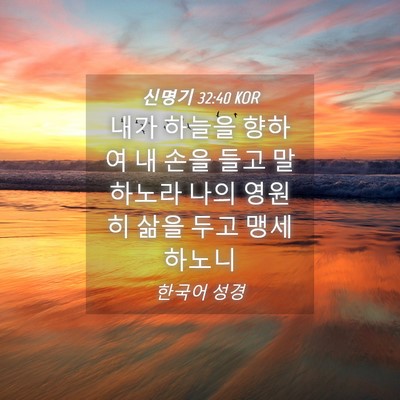 Picture 04 - 신명기 32:40 KOR - 내가 하늘을 향하여 내 손을 들고 - Bible Verse Picture