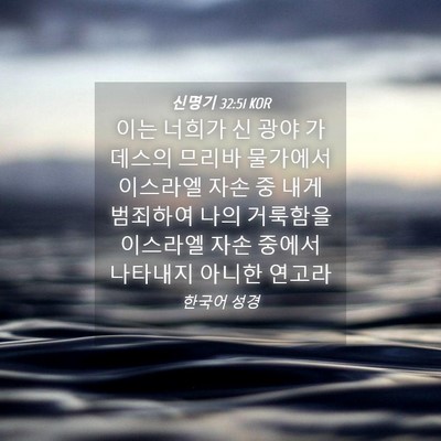 Picture 04 - 신명기 32:51 KOR - 이는 너희가 신 광야 가데스의 - Bible Verse Picture