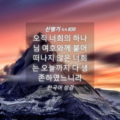 Picture 04 - 신명기 4:4 KOR - 오직 너희의 하나님 여호와께 붙어 - Bible Verse Picture