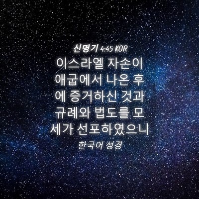 Picture 04 - 신명기 4:45 KOR - 이스라엘 자손이 애굽에서 나온 후에 - Bible Verse Picture
