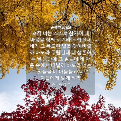 Picture 04 - 신명기 4:9 KOR - 오직 너는 스스로 삼가며 네 마음을 - Bible Verse Picture