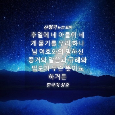 Picture 04 - 신명기 6:20 KOR - 후일에 네 아들이 네게 묻기를 우리 - Bible Verse Picture