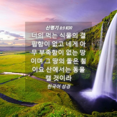 Picture 04 - 신명기 8:9 KOR - 너의 먹는 식물의 결핍함이 없고 - Bible Verse Picture