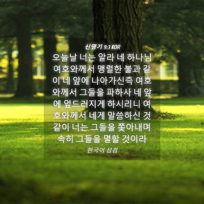 Picture 04 - 신명기 9:3 KOR - 오늘날 너는 알라 네 하나님 - Bible Verse Picture