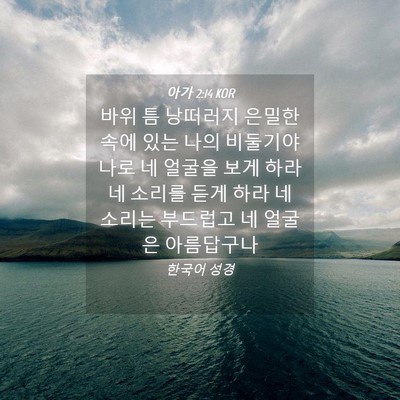 Picture 04 - 아가 2:14 KOR - 바위 틈 낭떠러지 은밀한 속에 있는 - Bible Verse Picture