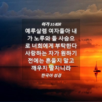 Picture 04 - 아가 3:5 KOR - 예루살렘 여자들아 내가 노루와 들 - Bible Verse Picture
