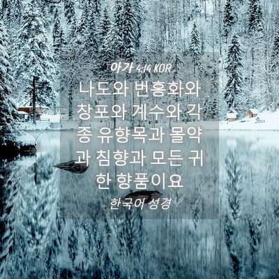 Picture 04 - 아가 4:14 KOR - 나도와 번홍화와 창포와 계수와 각종 - Bible Verse Picture