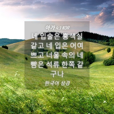 Picture 04 - 아가 4:3 KOR - 네 입술은 홍색실 같고 네 입은 - Bible Verse Picture