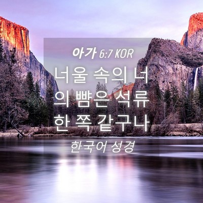 Picture 04 - 아가 6:7 KOR - 너울 속의 너의 뺨은 석류 한 쪽 - Bible Verse Picture