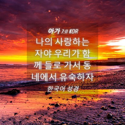 Picture 04 - 아가 7:11 KOR - 나의 사랑하는 자야 우리가 함께 - Bible Verse Picture