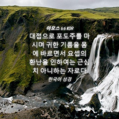 Picture 04 - 아모스 6:6 KOR - 대접으로 포도주를 마시며 귀한 - Bible Verse Picture