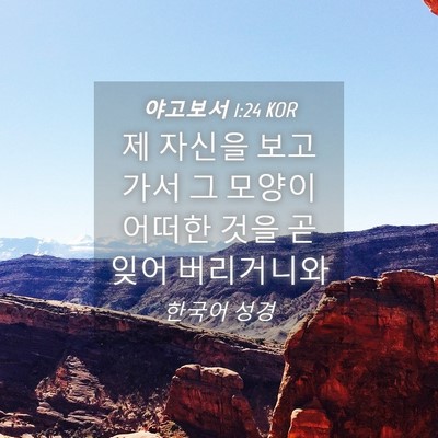 Picture 04 - 야고보서 1:24 KOR - 제 자신을 보고 가서 그 모양이 - Bible Verse Picture