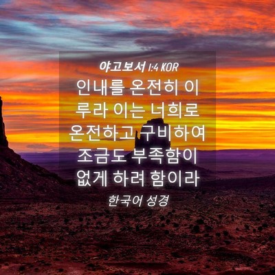 Picture 04 - 야고보서 1:4 KOR - 인내를 온전히 이루라 이는 너희로 - Bible Verse Picture