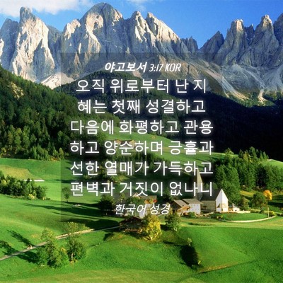 Picture 04 - 야고보서 3:17 KOR - 오직 위로부터 난 지혜는 첫째 - Bible Verse Picture