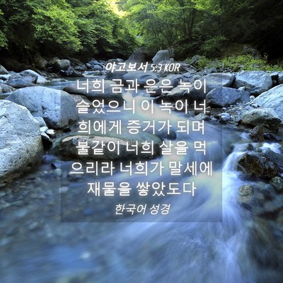 Picture 04 - 야고보서 5:3 KOR - 너희 금과 은은 녹이 슬었으니 이 - Bible Verse Picture