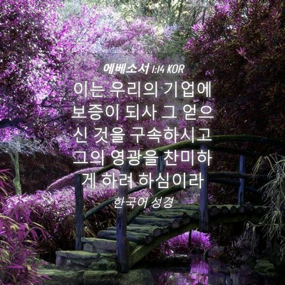 Picture 04 - 에베소서 1:14 KOR - 이는 우리의 기업에 보증이 되사 그 - Bible Verse Picture