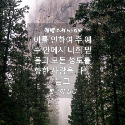 Picture 04 - 에베소서 1:15 KOR - 이를 인하여 주 예수 안에서 너희 - Bible Verse Picture