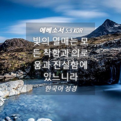 Picture 04 - 에베소서 5:9 KOR - 빛의 열매는 모든 착함과 의로움과 - Bible Verse Picture