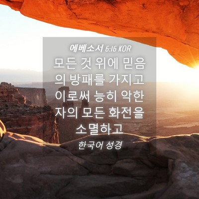 Picture 04 - 에베소서 6:16 KOR - 모든 것 위에 믿음의 방패를 가지고 - Bible Verse Picture