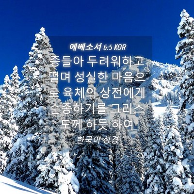 Picture 04 - 에베소서 6:5 KOR - 종들아 두려워하고 떨며 성실한 - Bible Verse Picture