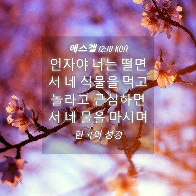 Picture 04 - 에스겔 12:18 KOR - 인자야 너는 떨면서 네 식물을 먹고 - Bible Verse Picture