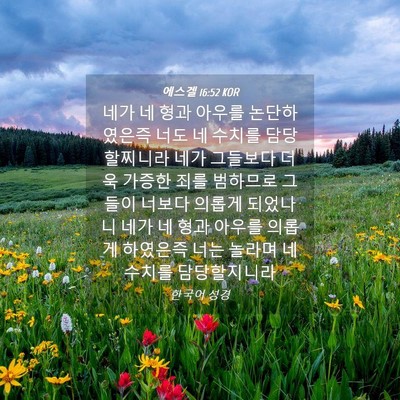 Picture 04 - 에스겔 16:52 KOR - 네가 네 형과 아우를 논단하였은즉 - Bible Verse Picture