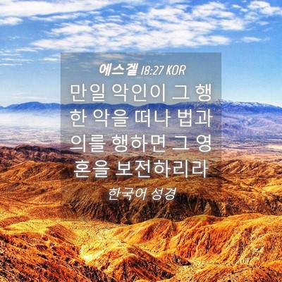 Picture 04 - 에스겔 18:27 KOR - 만일 악인이 그 행한 악을 떠나 법과 - Bible Verse Picture