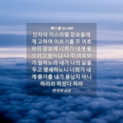 Picture 04 - 에스겔 20:3 KOR - 인자야 이스라엘 장로들에게 고하여 - Bible Verse Picture