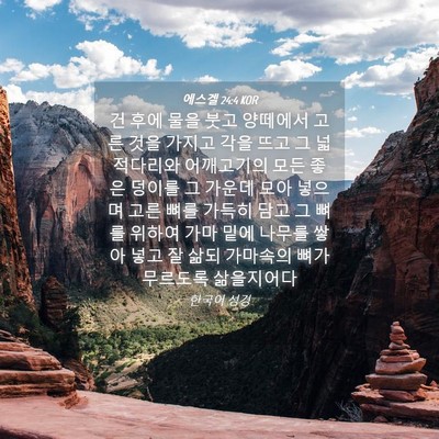 Picture 04 - 에스겔 24:4 KOR - 건 후에 물을 붓고 양떼에서 고른 - Bible Verse Picture