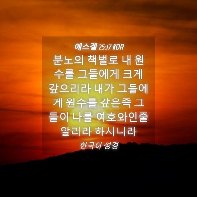 Picture 04 - 에스겔 25:17 KOR - 분노의 책벌로 내 원수를 그들에게 - Bible Verse Picture