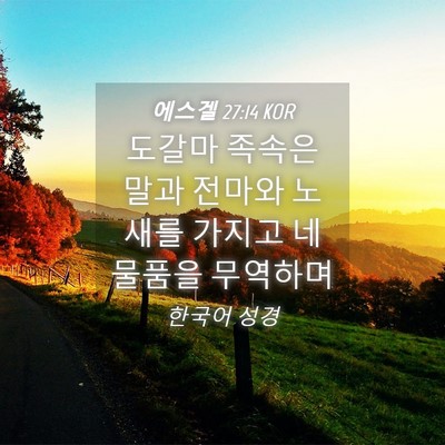 Picture 04 - 에스겔 27:14 KOR - 도갈마 족속은 말과 전마와 노새를 - Bible Verse Picture