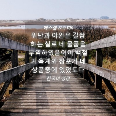 Picture 04 - 에스겔 27:19 KOR - 워단과 야완은 길쌈하는 실로 네 - Bible Verse Picture