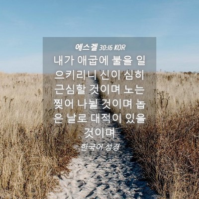Picture 04 - 에스겔 30:16 KOR - 내가 애굽에 불을 일으키리니 신이 - Bible Verse Picture