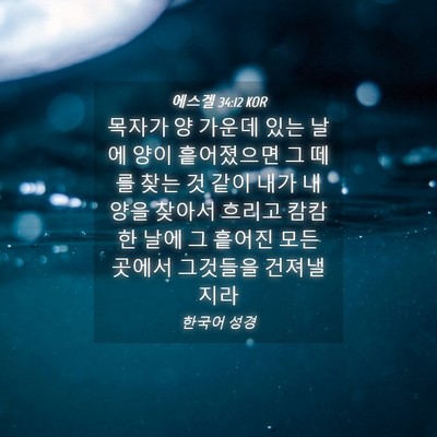 Picture 04 - 에스겔 34:12 KOR - 목자가 양 가운데 있는 날에 양이 - Bible Verse Picture