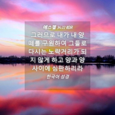 Picture 04 - 에스겔 34:22 KOR - 그러므로 내가 내 양떼를 구원하여 - Bible Verse Picture